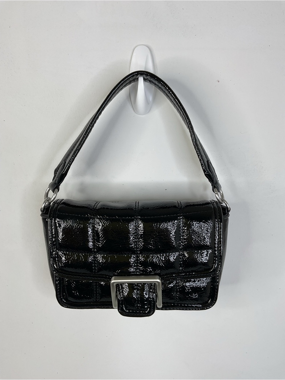 Zara Black Patent Leather Quilted Bag
